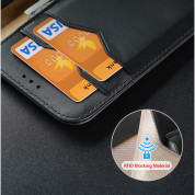 Dux Ducis Hivo Genuine Leather Flip Wallet Case - кожен калъф от естествена кожа с поставка и отделение за кр. карти за Samsung Galaxy S23 (черен) 7