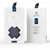 Dux Ducis Skin X2 Case - кожен калъф с поставка и отделение за кр. карти за Samsung Galaxy S23 Ultra (син) 8
