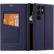 Dux Ducis Skin X2 Case - кожен калъф с поставка и отделение за кр. карти за Samsung Galaxy S23 Ultra (син)