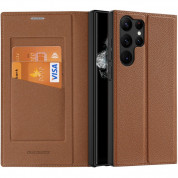 Dux Ducis Skin X2 Case - кожен калъф с поставка и отделение за кр. карти за Samsung Galaxy S23 Ultra (кафяв)