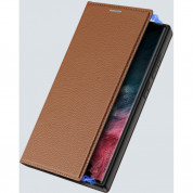Dux Ducis Skin X2 Case - кожен калъф с поставка и отделение за кр. карти за Samsung Galaxy S23 Ultra (кафяв) 4