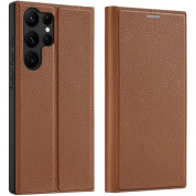 Dux Ducis Skin X2 Case - кожен калъф с поставка и отделение за кр. карти за Samsung Galaxy S23 Ultra (кафяв) 1