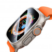Baseus Full Coverage Tempered Glass Screen Protector - калено стъклено защитно покритие на Apple Watch Ultra 49мм (черен-прозрачен) 3