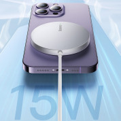 Baseus Simple Mini3 Magnetic Wireless Charger 15W - поставка (пад) за безжично зареждане на iPhone с Magsafe (сребрист) 14
