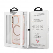 Guess Translucent MagSafe Case - хибриден удароустойчив кейс с MagSafe за iPhone 13 Pro Max (розов) 5