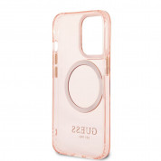 Guess Translucent MagSafe Case - хибриден удароустойчив кейс с MagSafe за iPhone 13 Pro Max (розов) 4