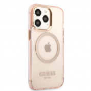 Guess Translucent MagSafe Case - хибриден удароустойчив кейс с MagSafe за iPhone 13 Pro Max (розов) 2