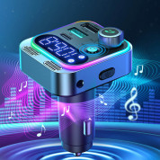 Joyroom Bluetooth FM Transmitter 48W - блутут FM трансмитер и зарядно за кола за мобилни устройства (черен) 5
