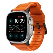 Nomad Rugged Strap - силиконова каишка за Apple Watch 42мм, 44мм, 45мм, Ultra 49мм (оранжев-черен)