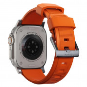 Nomad Rugged Strap - силиконова каишка за Apple Watch 42мм, 44мм, 45мм, Ultra 49мм (оранжев-сребрист) 2