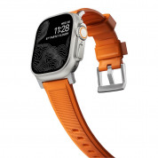 Nomad Rugged Strap - силиконова каишка за Apple Watch 42мм, 44мм, 45мм, Ultra 49мм (оранжев-сребрист) 5