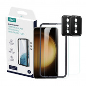 ESR Screen Shield Tempered Glass Protection Set - комплект 2 броя стъклено защитно покритие за дисплея и 2 броя предпазни стъклени лещи за камерата на Samsung Galaxy S23 Plus (прозрачен)