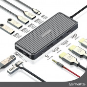 4smarts 11in1 Triple Display USB-C Hub with DeX Function - мултифункционален USB-C хъб поддържащ DeX функционалност с HDMI, DisplayPort, Ethernet, USB-C, USB 3.0 (черен)