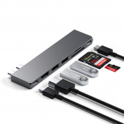 Satechi USB-C Pro Hub Slim - мултифункционален хъб за свързване на допълнителна периферия за MacBook Air M2 (2022) (тъмносив) 3