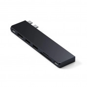 Satechi USB-C Pro Hub Slim - мултифункционален хъб за свързване на допълнителна периферия за MacBook Air M2 (2022) (черен)