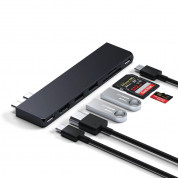 Satechi USB-C Pro Hub Slim - мултифункционален хъб за свързване на допълнителна периферия за MacBook Air M2 (2022) (черен) 3
