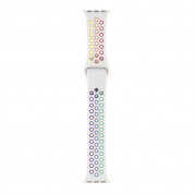 Apple Watch Nike Sport Band Pride Edition - оригинална силиконова каишка за Apple Watch 38мм, 40мм, 41мм (бял-шарен) (разопакован продукт)