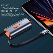 Usams 4-in-1 Multifunctional USB-C Storage Cable PD 60W - универсален USB-C кабел с USB-C към Lightning и USB-C към USB-А адаптери (30 см) (тъмносив) 15
