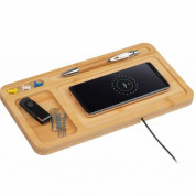 Xtronic Desk Organiser and Wireless Charger 10W - настолен органайзер с поставка (пад) за безжично зареждане за Qi съвместими устройства (бамбук)