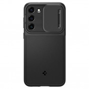 Spigen Optik Armor Case - тънък качествен силиконов (TPU) калъф с капак за камерата за Samsung Galaxy S23 Plus (черен) 2