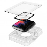 Spigen ProFlex EZ Fit Hybrid Glass Protector - хибридно защитно покритие с извити ръбове за целия дисплей на Apple Watch 44мм (2 броя) (черен-прозрачен) 1