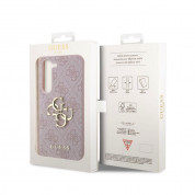 Guess Saffiano 4G Metal Logo Leather Hard Case - дизайнерски кожен кейс за Samsung Galaxy S23 (розов) 5