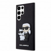 Karl Lagerfeld Saffiano Karl and Choupette NFT Case - дизайнерски кожен кейс за Samsung Galaxy S23 Ultra (черен)
