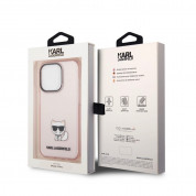 Karl Lagerfeld Choupette Logo Case - дизайнерски кейс с висока защита за iPhone 14 Pro (розов-прозрачен) 5