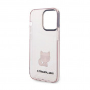 Karl Lagerfeld Choupette Logo Case - дизайнерски кейс с висока защита за iPhone 14 Pro (розов-прозрачен) 4