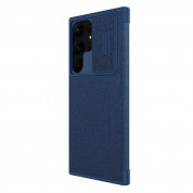 Nillkin Qin Book Pro Cloth Flip Case - кожен калъф, тип портфейл за Samsung Galaxy S23 Ultra (син) 2