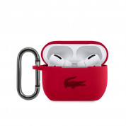 Lacoste AirPods Pro Liquid Silicone Glossy Printing Logo Case - силиконов калъф с карабинер за Apple AirPods Pro (червен)