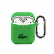 Lacoste AirPods Liquid Silicone Glossy Printing Logo Case - силиконов калъф с карабинер за Apple AirPods и Apple AirPods 2 (зелен)