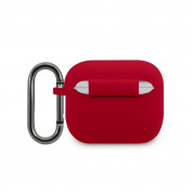 Lacoste AirPods 3 Liquid Silicone Glossy Printing Logo Case - силиконов калъф с карабинер за Apple AirPods 3 (червен) 1