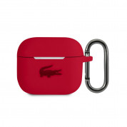 Lacoste AirPods 3 Liquid Silicone Glossy Printing Logo Case - силиконов калъф с карабинер за Apple AirPods 3 (червен)