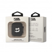 Karl Lagerfeld AirPods 3D Logo NFT Choupette Head Silicone Case - силиконов калъф с карабинер за Apple AirPods и Apple AirPods 2 (черен) 2