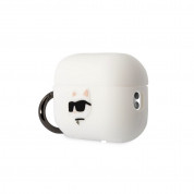 Karl Lagerfeld AirPods Pro 2 3D Logo NFT Choupette Head Silicone Case - силиконов калъф с карабинер за Apple AirPods Pro 2 (бял) 2