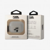 Karl Lagerfeld AirPods Pro 2 Glitter 3D Logo NFT Karl and Choupette Silicone Case - силиконов калъф с карабинер за Apple AirPods Pro 2 (бял) 3