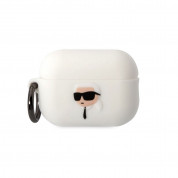 Karl Lagerfeld AirPods Pro 2 3D Logo NFT Karl Head Silicone Case - силиконов калъф с карабинер за Apple AirPods Pro 2 (бял)