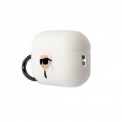Karl Lagerfeld AirPods Pro 2 3D Logo NFT Karl Head Silicone Case - силиконов калъф с карабинер за Apple AirPods Pro 2 (бял) 2