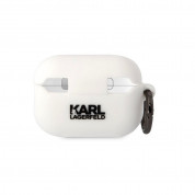 Karl Lagerfeld AirPods Pro 2 3D Logo NFT Karl Head Silicone Case - силиконов калъф с карабинер за Apple AirPods Pro 2 (бял) 1