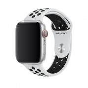 Apple Watch Nike+ Sport Band Pure Platinum - оригинална силиконова каишка за Apple Watch 42мм, 44мм, 45мм, Ultra 49мм (светлосив-черен) 