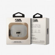 Karl Lagerfeld AirPods Pro 2 3D Logo NFT Karl Head Silicone Case - силиконов калъф с карабинер за Apple AirPods Pro 2 (бял-прозрачен) 3