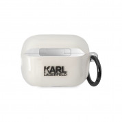 Karl Lagerfeld AirPods Pro 2 3D Logo NFT Karl Head Silicone Case - силиконов калъф с карабинер за Apple AirPods Pro 2 (бял-прозрачен) 1