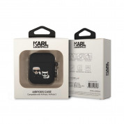 Karl Lagerfeld AirPods Karl and Choupette Silicone Case - силиконов калъф с карабинер за Apple AirPods и Apple AirPods 2 (черен) 2