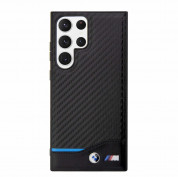 BMW M Collection PU Carbon Blue Line Leather Hard Case - кожен кейс за Samsung Galaxy S23 Ultra (черен) 1