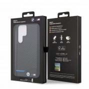 BMW M Collection PU Carbon Blue Line Leather Hard Case - кожен кейс за Samsung Galaxy S23 Ultra (черен) 6