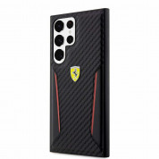 Ferrari PU Carbon Leather Hard Case - кожен кейс за Samsung Galaxy S23 Ultra (черен)