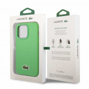 Lacoste Iconic Petit Pique Logo Case - дизайнерски кожен кейс за iPhone 14 Pro (зелен) 5
