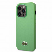 Lacoste Iconic Petit Pique Logo Case - дизайнерски кожен кейс за iPhone 14 Pro (зелен)