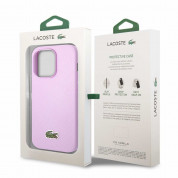 Lacoste Iconic Petit Pique Logo Case - дизайнерски кожен кейс за iPhone 14 Pro (лилав) 4